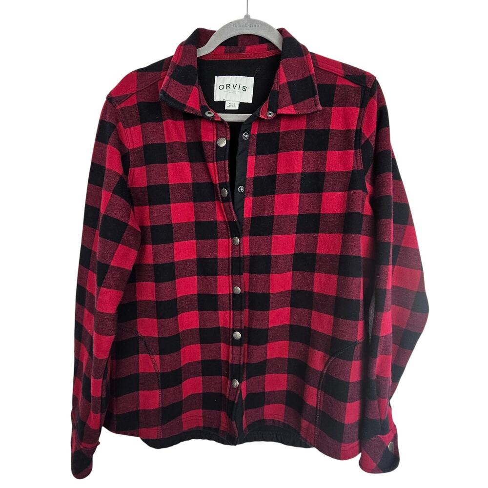 Orvis Womens BUffalo Plaid Flannel Shacket Size XL Gorpcore Lumberjack Outdoor